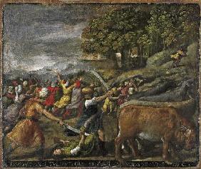 Acht Darstellungen aus dem Leben des Hiob: Der Raub der Herde 1614