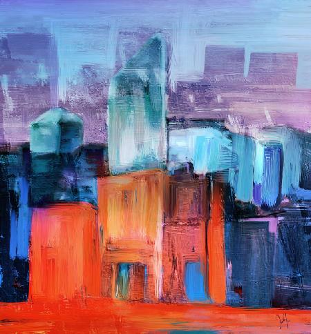 Urban landscape red and blue 2016