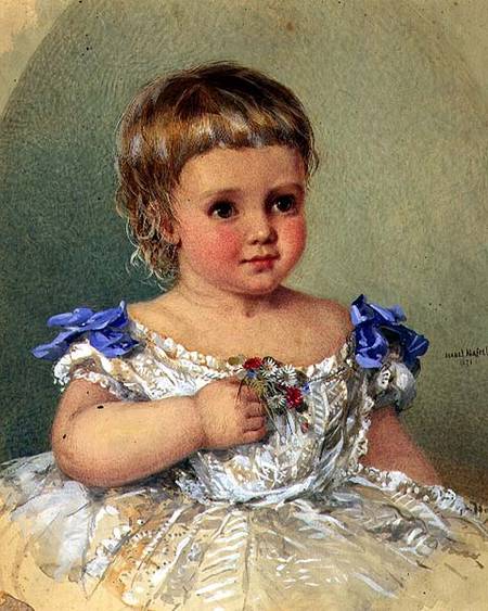 Portrait of a Child with a Posy of Wild Flowers von Isabel Oakley Naftel