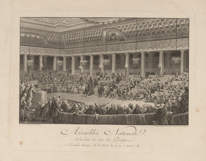 Nationalversammlung in Versailles in der Nacht vom 4. auf den 5. August 1789 von Isidore Stanislas Helman