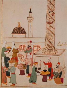 Ms 1671 A Bazaar in Istanbul c.1580
