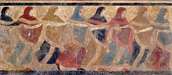 Women performing the funerary ceremonial chain dance, from Ruvo von Scuola pittorica italiana