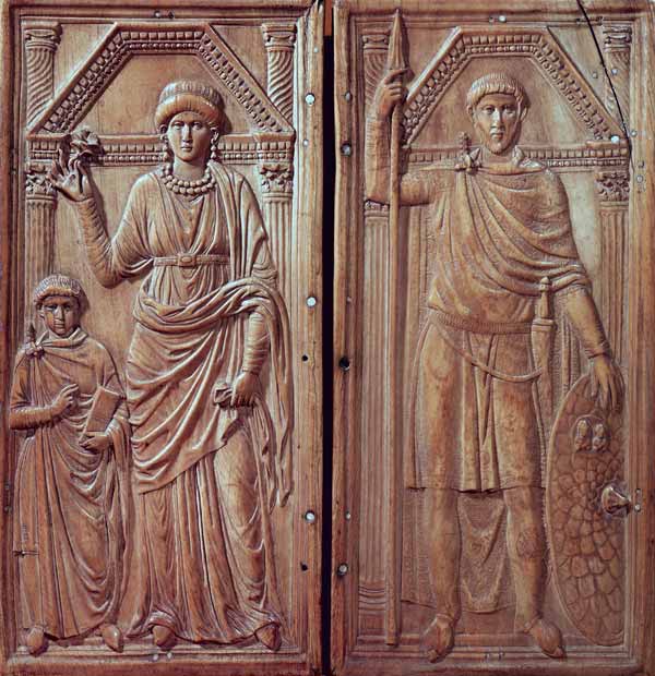 Diptych depicting Stilicho (c.365-408), Serena and Eucharius von Scuola pittorica italiana