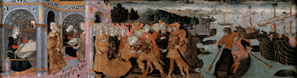 The Return of Ulysses, cassone panel, Sienese von Scuola pittorica italiana