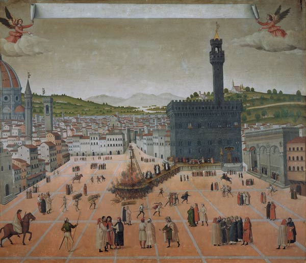 Savonarola Being Burnt at the Stake, Piazza della Signoria, Florence von Scuola pittorica italiana