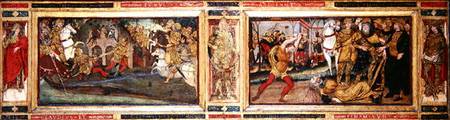 Cassone panel depicting a revolt in Rome in 451 BC and the death of Appius Claudius von Scuola pittorica italiana