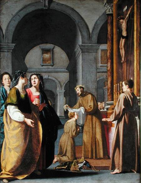 St. Clare Receiving the Veil from St. Francis of Assisi von Scuola pittorica italiana
