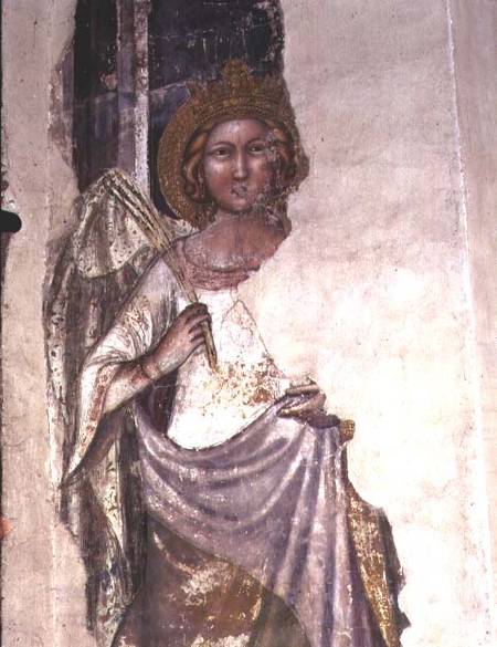Crowned figure holding a palm frond, possibly a angel von Scuola pittorica italiana