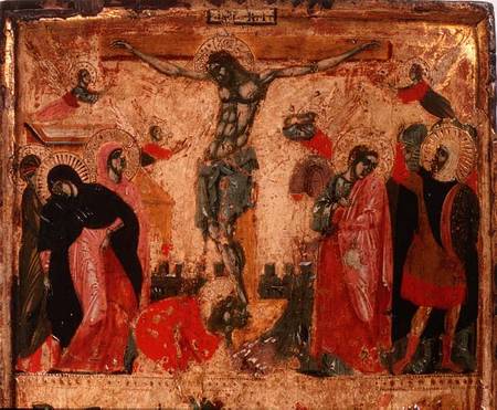 Crucifixion, top half of a panel von Scuola pittorica italiana