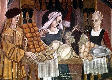 The Fruit Sellers' Stand, detail from 'The Fruit and Vegetable Market' von Scuola pittorica italiana