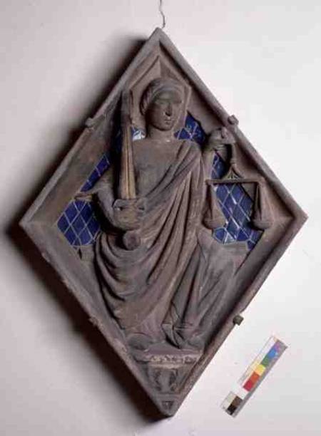 Justice, relief tile from the Campanile von Scuola pittorica italiana