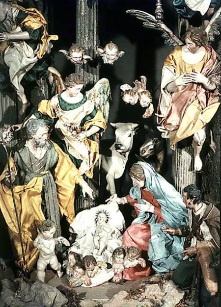 The Nativity, made in Naples, detail of the central section von Scuola pittorica italiana
