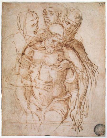 Pieta attributed to either Giovanni Bellini (c.1430-1516) or Andrea Mantegna (1430-1516)  and von Scuola pittorica italiana