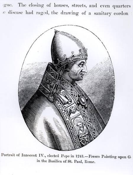 Portrait of Pope Innocent IV (d.1254) illustration from 'Science and Literature in the Middle Ages a von Scuola pittorica italiana
