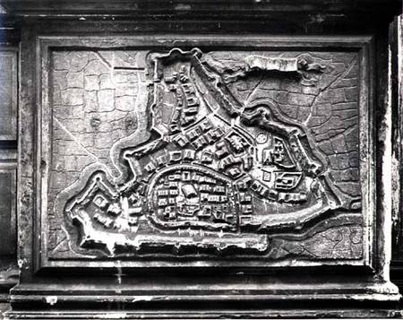 Relief Map from the Church Facade showing the Fortress Town of Modon during the Candian War 1645-69 von Scuola pittorica italiana