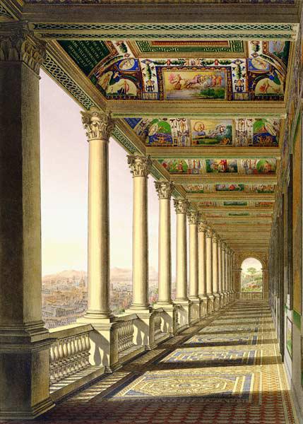 View of the third floor Loggia at the Vatican, with decoration by Raphael, from 'Delle Loggie di Raf published