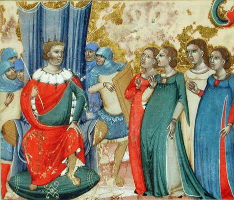 Salome asking Herod for the Head of St. John (vellum) von Italian School, (14th century)