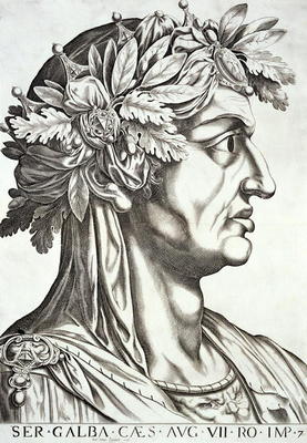 Galba Caesar (3 BC-69 AD), 1596 (engraving) von Italian School, (16th century)
