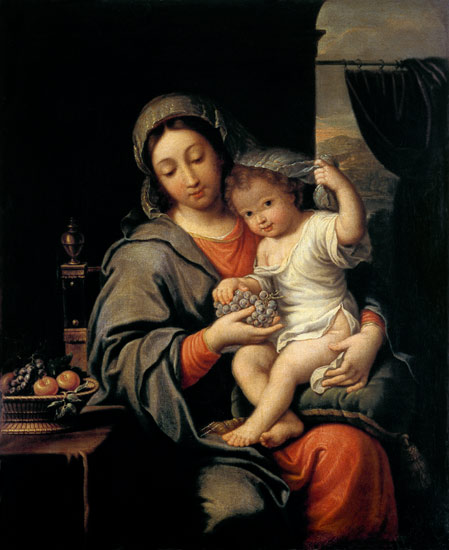 Madonna mit Kind und Trauben von Italienisch