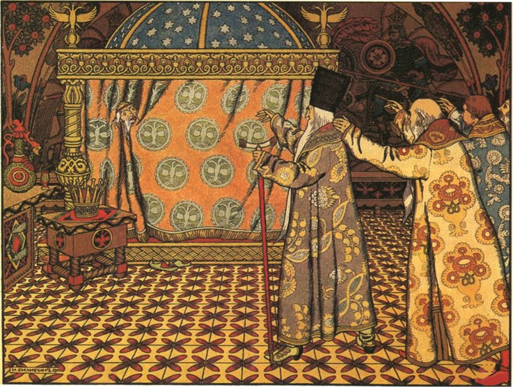 Illustration zum Märchen Der goldene Hahn von A. Pushkin von Ivan Jakovlevich Bilibin