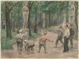 Sportwettbewerb im kaiserlichen Garten: Petrograd, Juli 1921 (Aus der Aquarellserie Russische Revolu 1921