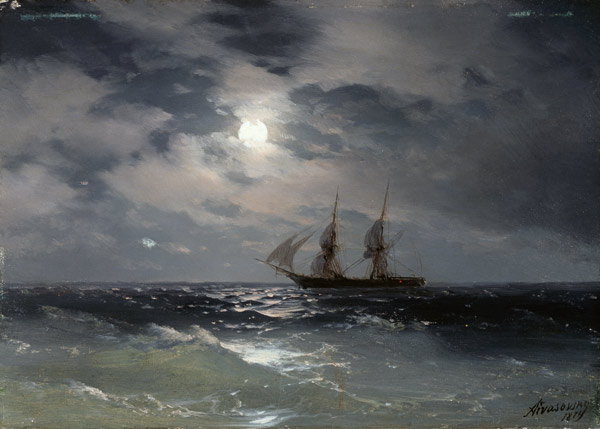 Segelschiff bei Mondlicht von Iwan Konstantinowitsch Aiwasowski