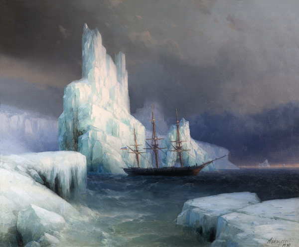 Eisberge in der Antarktis von Iwan Konstantinowitsch Aiwasowski
