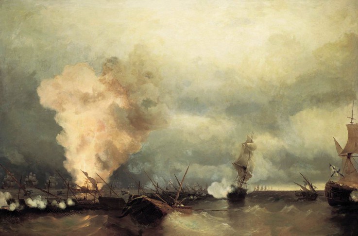 Die Schlacht während des Spießrutenlaufs von Wyborg am 3. Juli 1790 von Iwan Konstantinowitsch Aiwasowski
