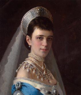 Porträt der Kaiserin Maria Fjodorowna, Prinzessin Dagmar von Dänemark (1847-1928) mit Perlenschmuck