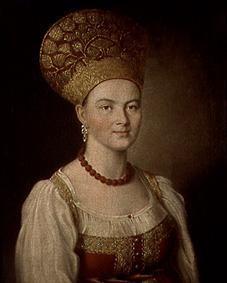 Bildnis einer jungen Frau in russischer Volkstracht. 1784