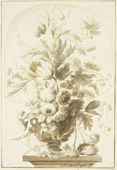 Bouquet in einer Vase in einer Nische stehend von J. H. van Loon