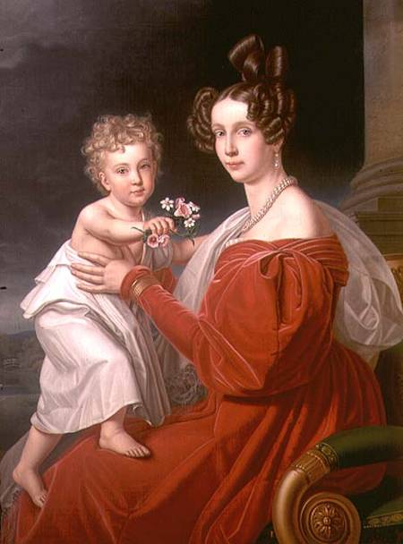 Archduchess Sophia of Austria (1805-72) with her two year old son Franz Joseph (1830-1916) (later Em von J. K. Stiegler