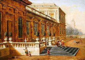 The Return of the Prodigal Son on the Steps of a Classical Palace (oil on canvas) 19th