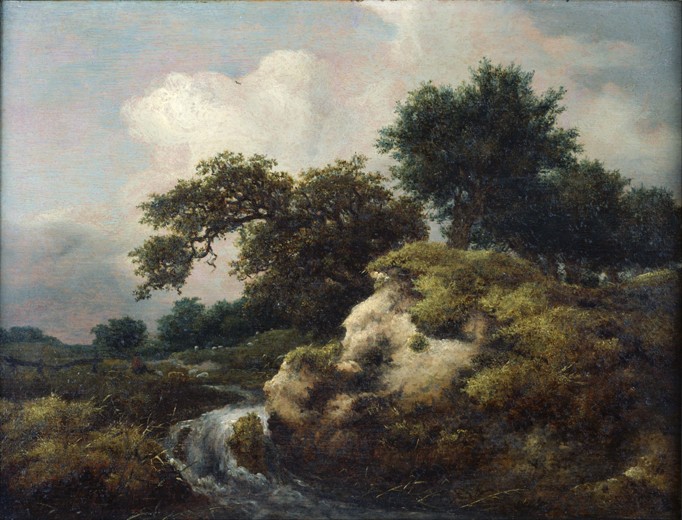 Landschaft mit Düne und kleinem Wasserfall von Jacob Isaacksz van Ruisdael