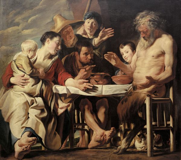 Jordaens / Satyr and the Peasants /C1600 von Jacob Jordaens