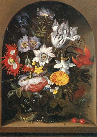 Blumenstrauß in einer Nische von Jacob Marrel