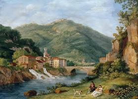 Brücke bei Serraglio su la Lima in Bagni di Lucca (Provinz Lucca / Toskana) 1803