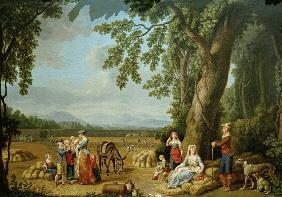 Ferdinand IV.u.Familie bei Ernte