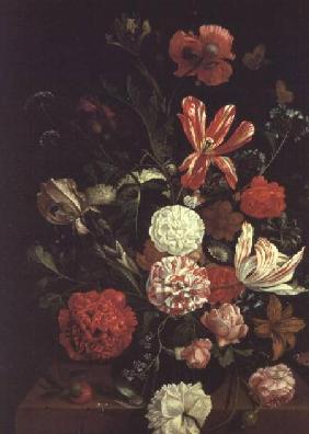 A Still Life of flowers in a glass vase
