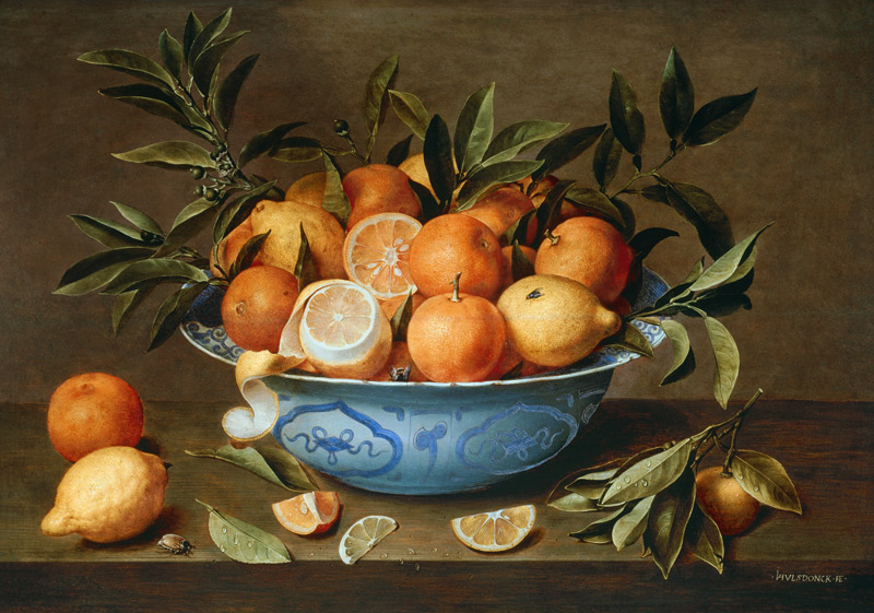 Still Life with Oranges and Lemons in a Wan-Li Porcelain Dish von Jacob van Hulsdonck