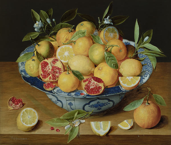 Stillleben mit Zitronen, Orangen und Granatapfel von Jacob van Hulsdonck