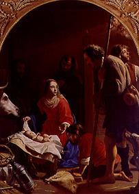 Die Anbetung der Hirten (Im Hintergrund der hl. Franz v. Assisi) von Jacob van Oost d.Ä.