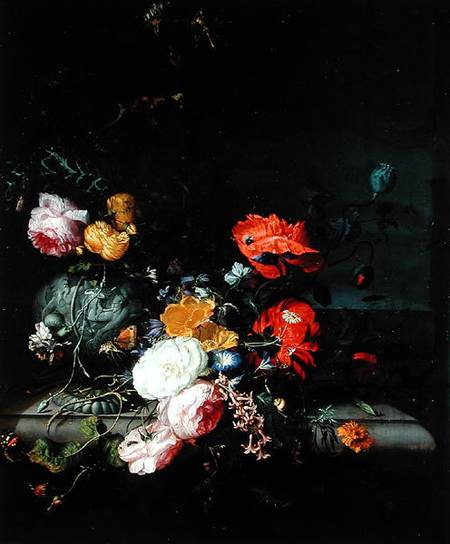 Still Life with Flowers and Insects von Jacob van Walscapelle