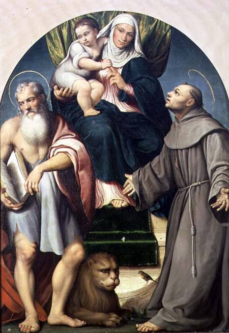St. Anne with the Infant Virgin Between St. Jerome and St. Francis von Jacopo Bassano