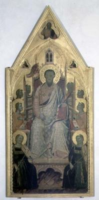 St. Bartholomew enthroned with Angels (tempera on panel) 19th