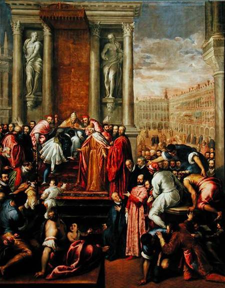 Pope Alexander III (1105-81) and Doge Sebastiano Ziani (c.1102-80) Send the Young Ottone to Frederic von Jacopo Palma il Giovane