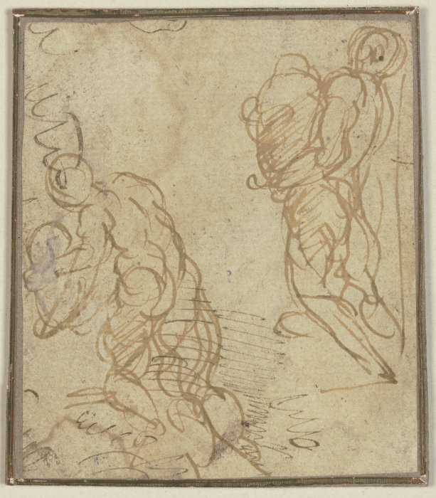 Zwei Aktfiguren in Rückenansicht, große Gefäße tragend von Jacopo Palma il Giovane