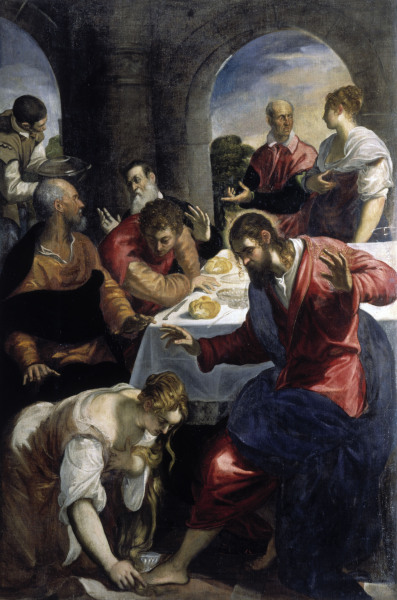 Banquet in house of Simon / Tintoretto von Jacopo Robusti Tintoretto
