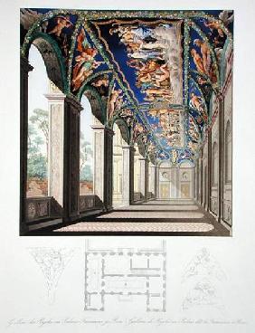 The Gallery of Psyche at the Villa Farnesina, Rome, from a set of twelve engravings published