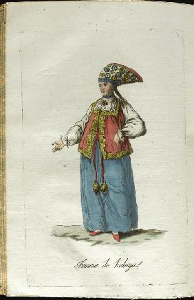 Mädchen von Kaluga in festlicher Kleidung 1788